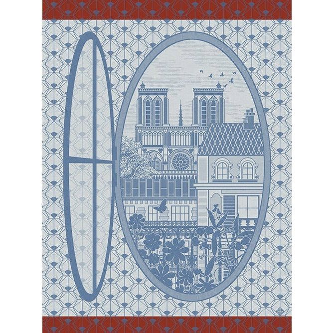 Tea Towel, Paris through a Window, Blue