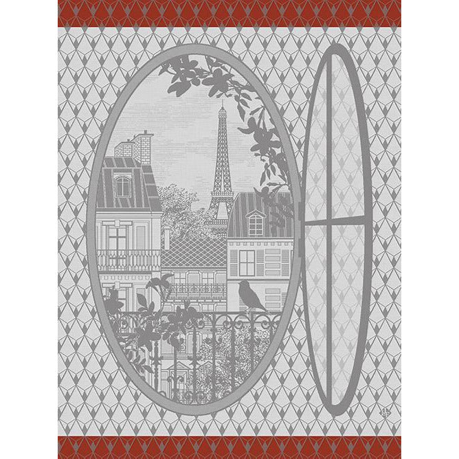 Tea Towel, Paris through a Window, Grey