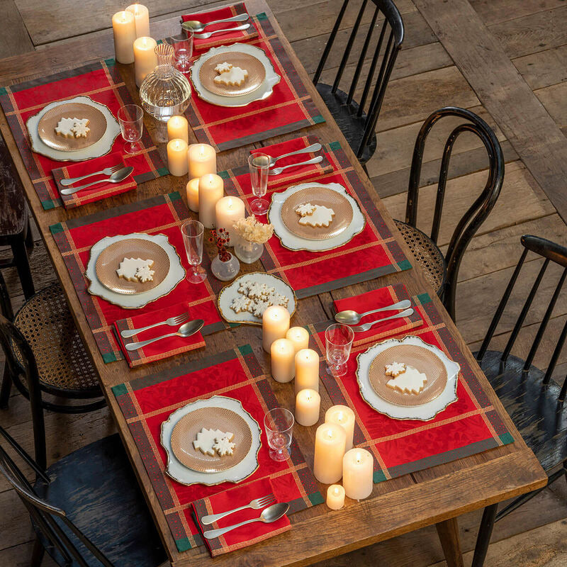 Placemat/Napkin Set of 4, Winter Poetry, Red