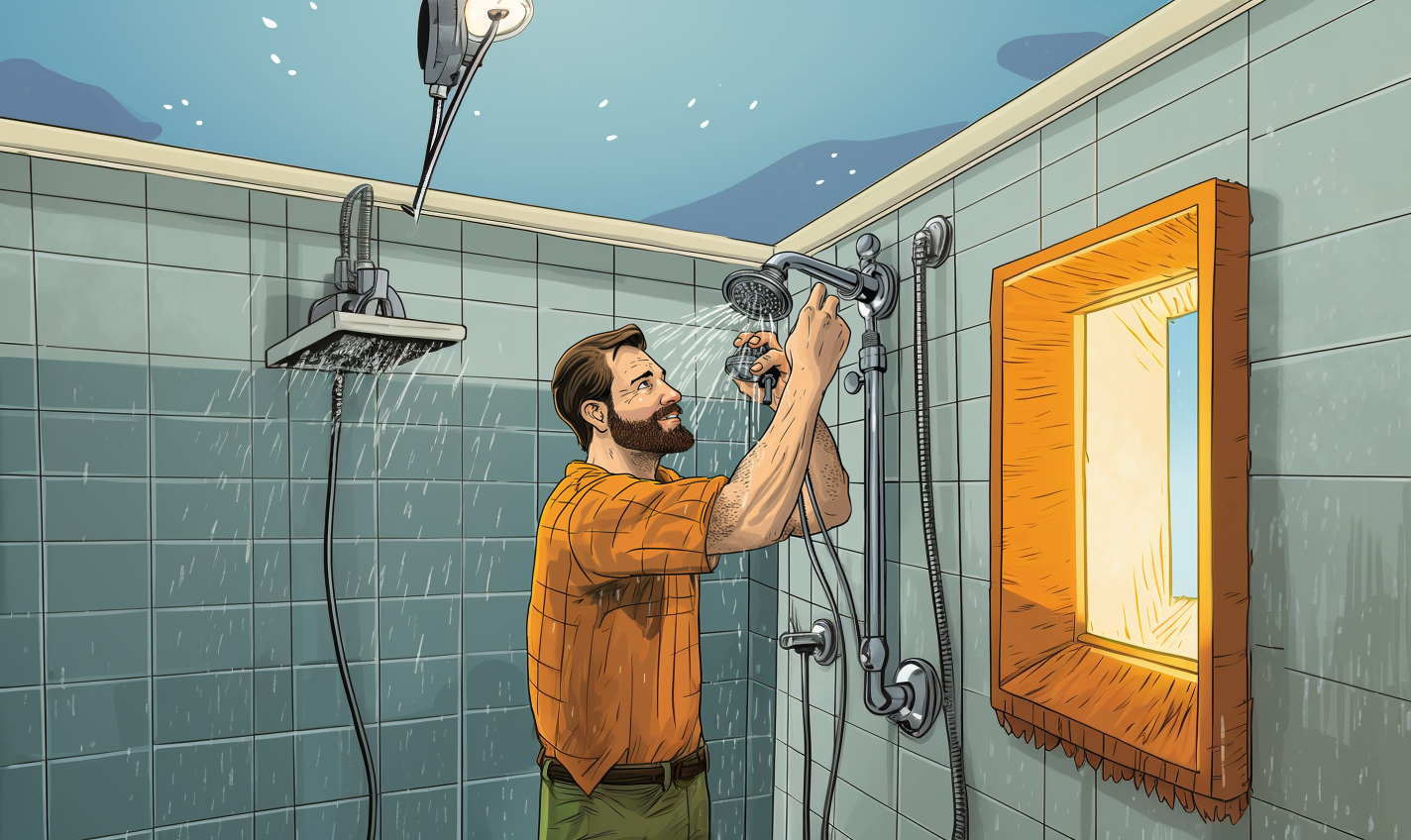 man-installing-a-handheld-shower-to-help-modify-home-for-senior