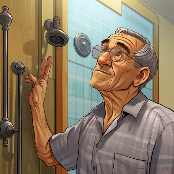 Senior considering different factors to help him select safety grab bars for his home