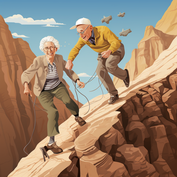 senior-couple-about-to become-a-fall-statistic-walking-on-dangerous-terrain