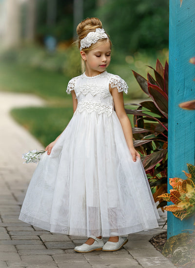 girls long lace dress