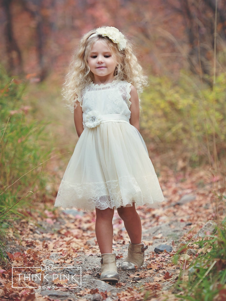 Victorian Gardens Tulle Lace Dress with Pure Paradise Sash - Ivory ...