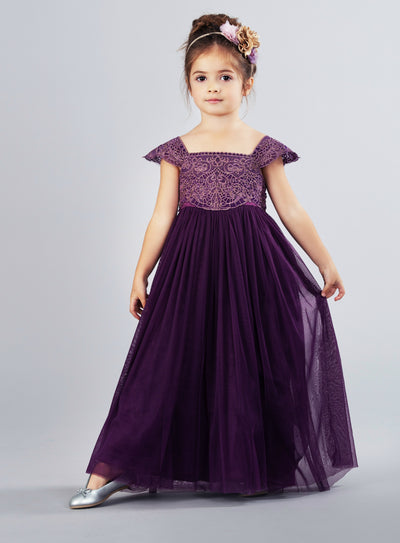 eggplant purple flower girl dresses