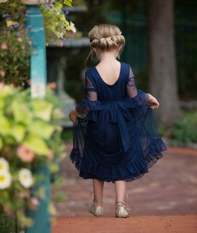 flower girl navy dress