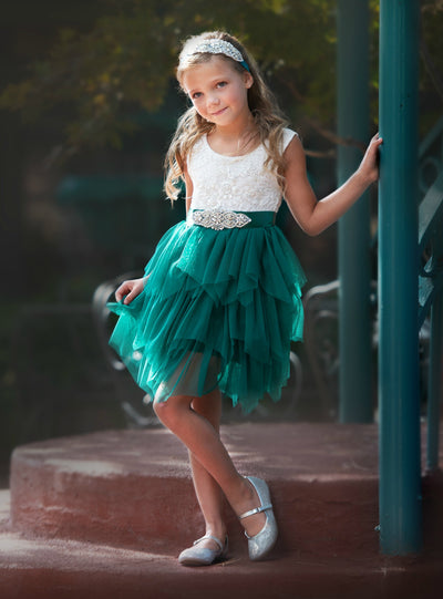 green flower dress