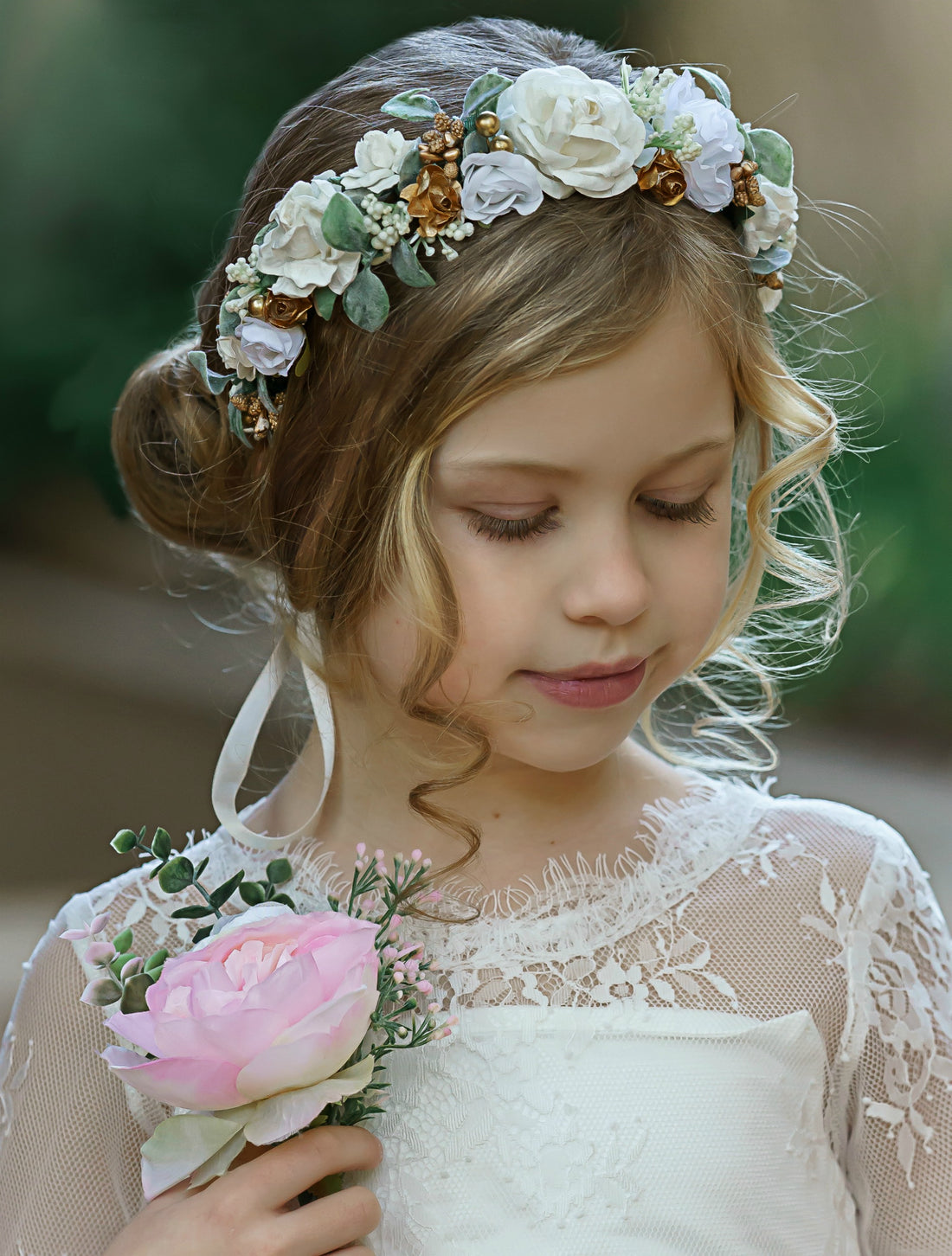 Luna Flower Girl Crown Think Pink Bows 0486