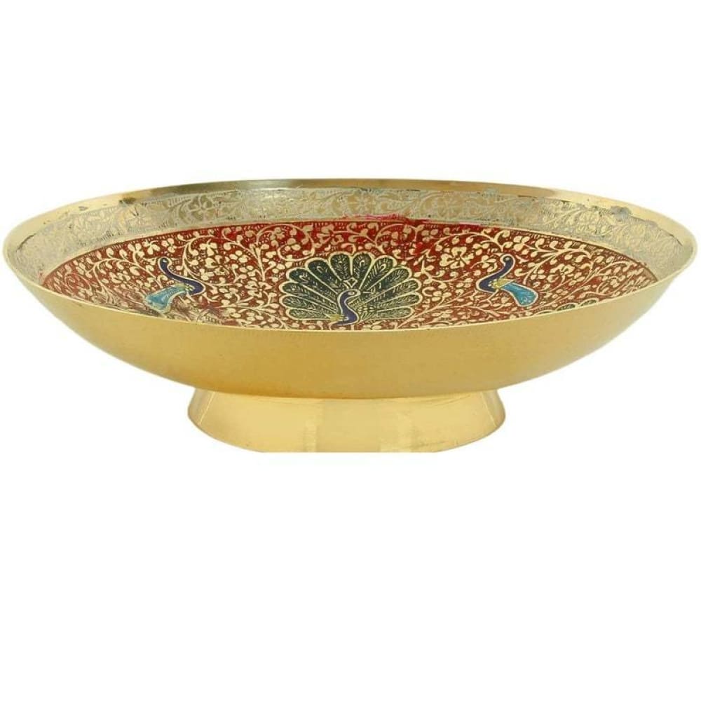 Brass Decorative Bowl Dry Fruit Bowl - Beautiful Red Color – Deeps shop