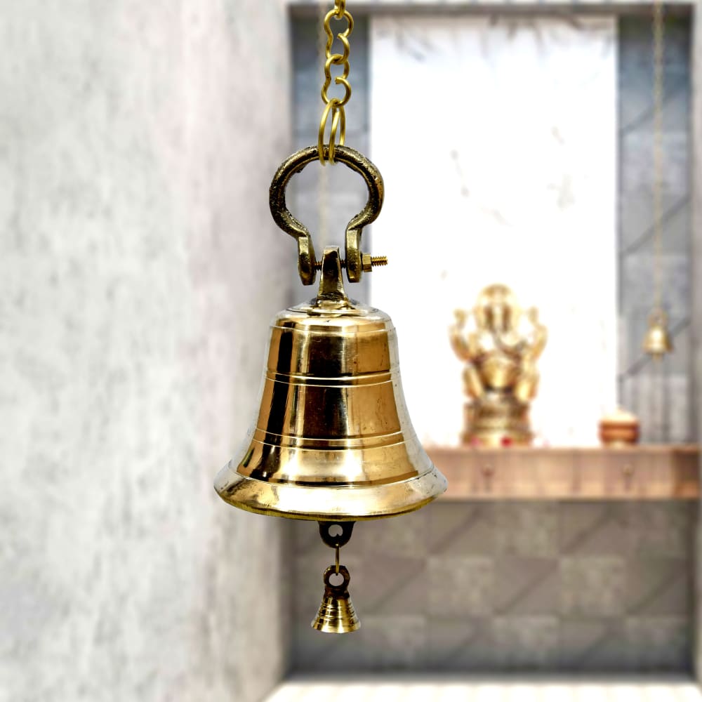 Golden Brass Wall Hanging Bells, For Decoration, Size: 8 Inch at