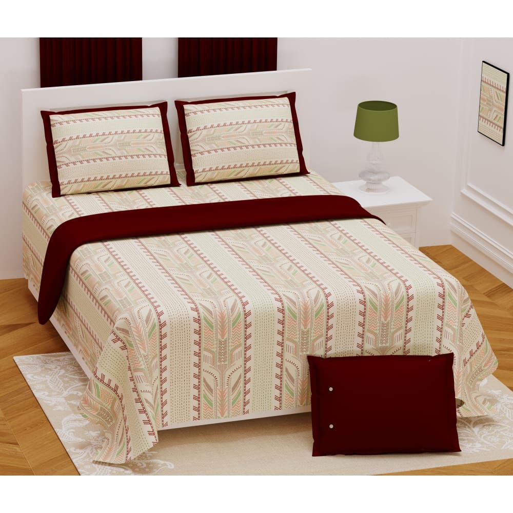 Modern Kantha Pattern Design Bedsheet With Set Of 2 Cushion Deeps Shop