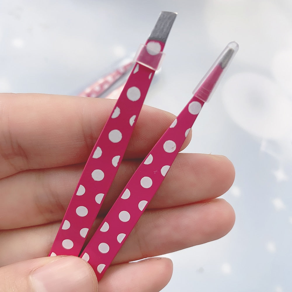 Pink Polka Dot Tweezers Set