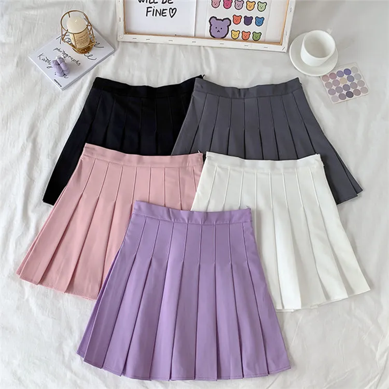 Iconic Solid Preppy Pleated Mini Skirt