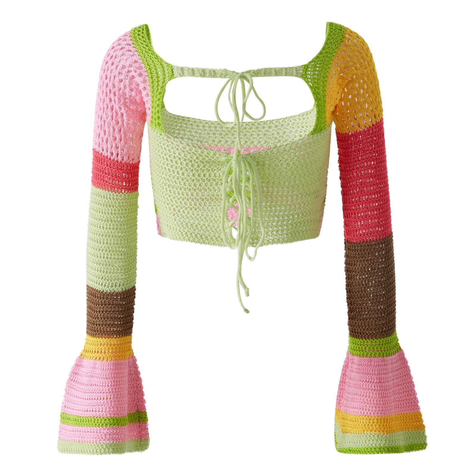 Pink Vintage Crochet Crop Sweater