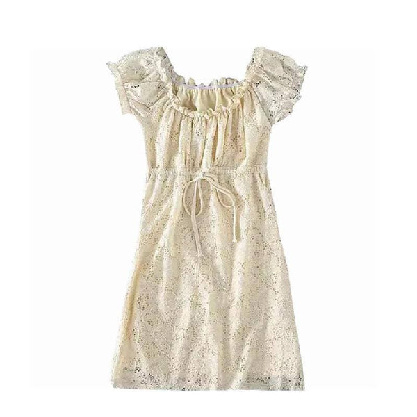 Cottagecore White Off Shoulder Lace Dress – GEMINI BY GUY
