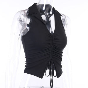 Y2K Ruched Collar Tank Top.