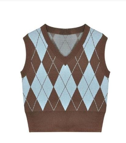 Y2K Winter Preppy Vintage Plaid Sweater Vest – GEMINI BY GUY