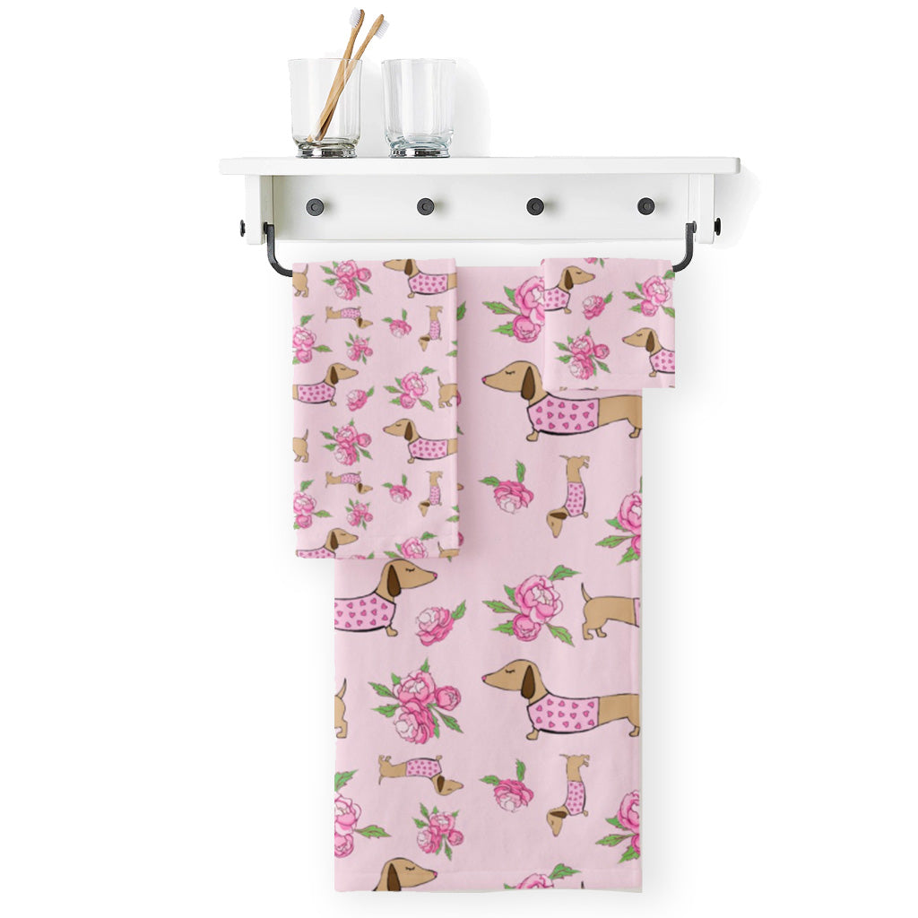 Dachshund Floral Bath Towel Set - The Smoothe Store