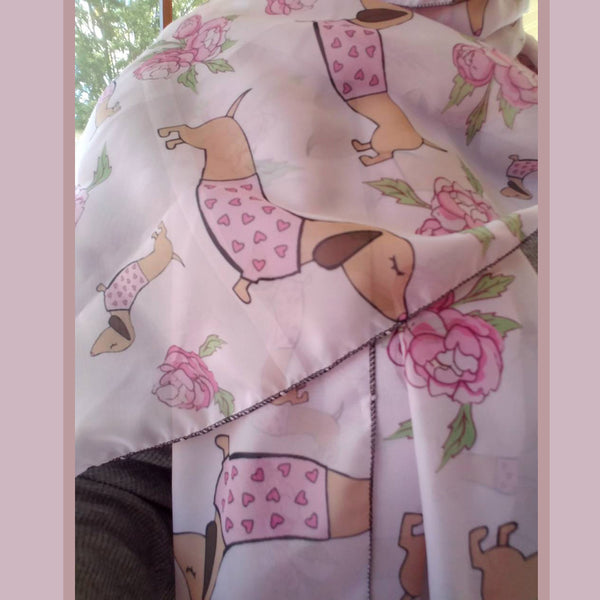 Dachshund Scarf Wrap | Lightweight Pink Floral – The Smoothe Store