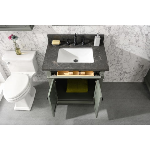 Image of Legion Furniture 30" Pewter Green Finish Sink Vanity Cabinet With Blue Lime Stone Top