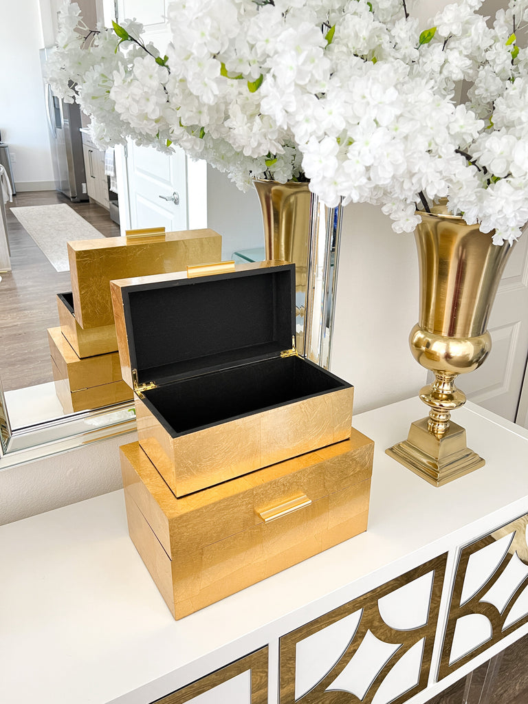 Gold Decorative Boxes ( Set of 2) - HTS HOME DECOR