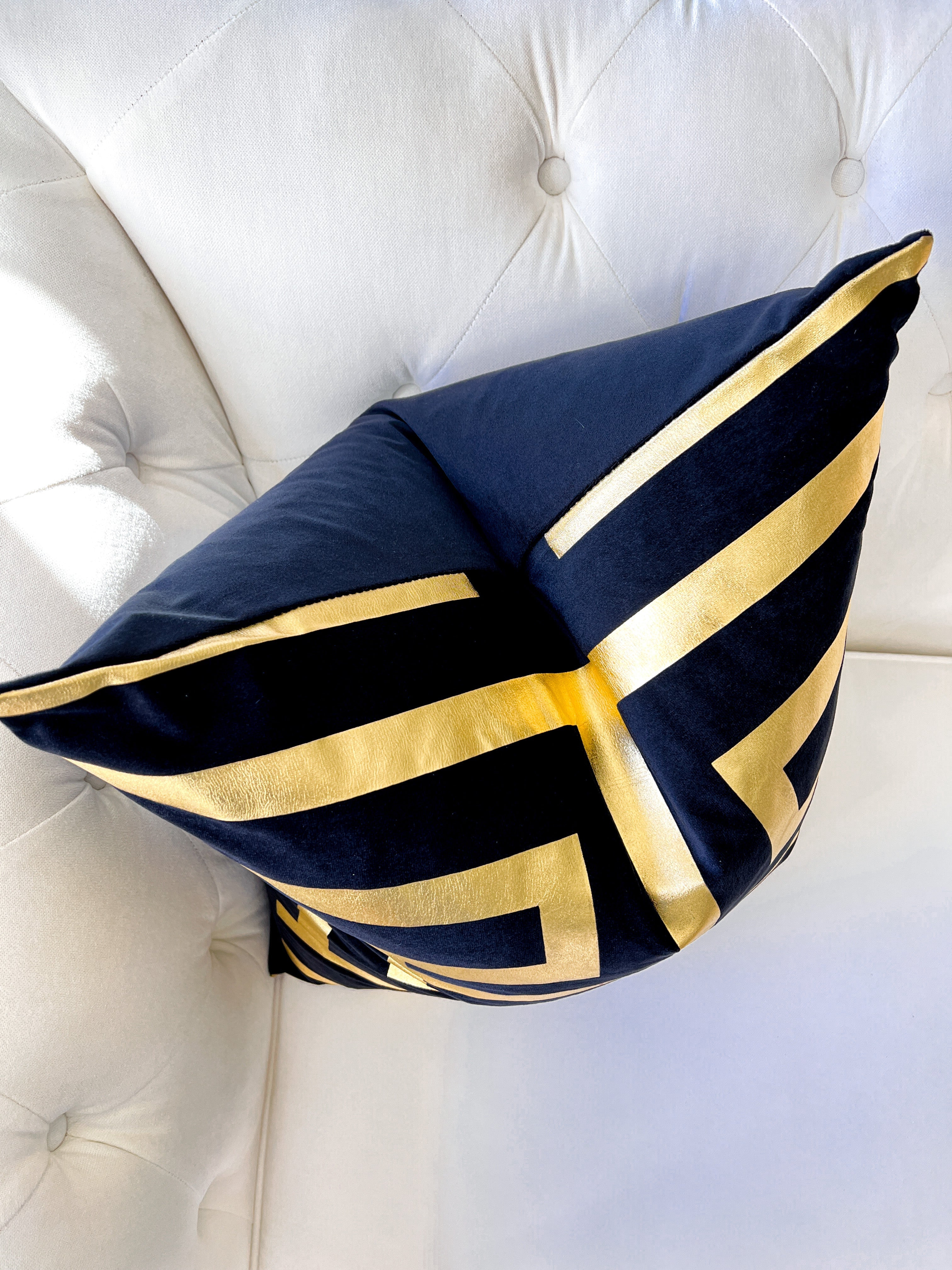 White and Gold Foil Greek Letter Pillow Cover