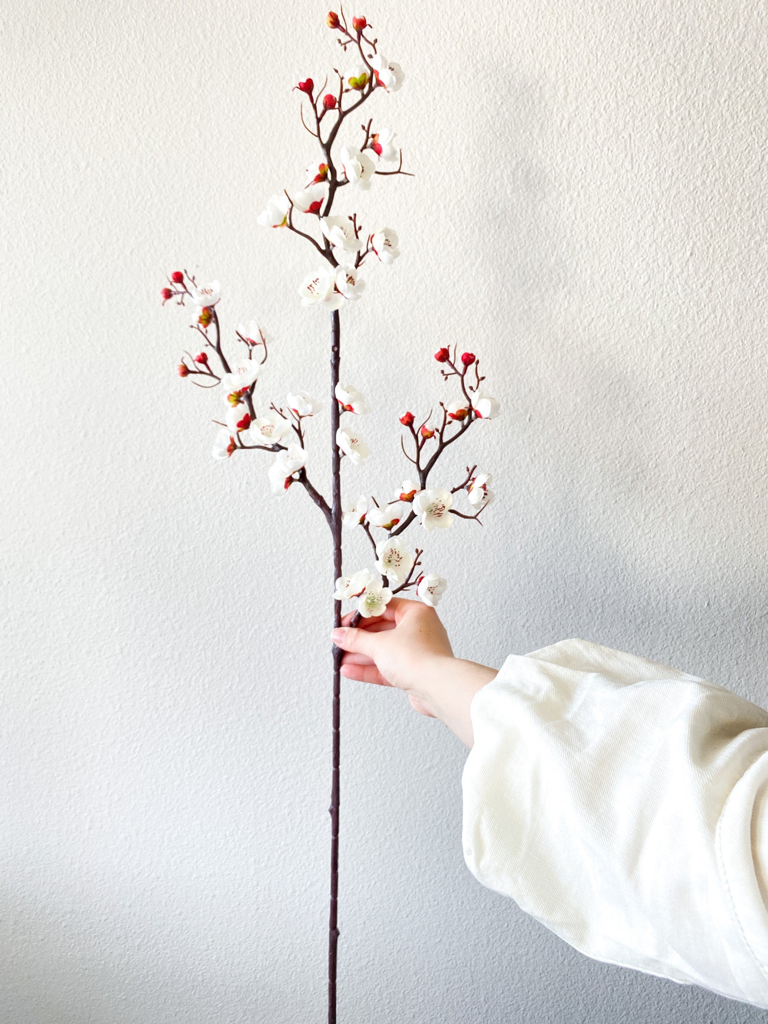 Set of 3: White Cherry Blossom Branches with Lifelike Silk Flowers, 36-Inch, Floral Stems, Spring Accents, Party & Event, Home & Office  Decor