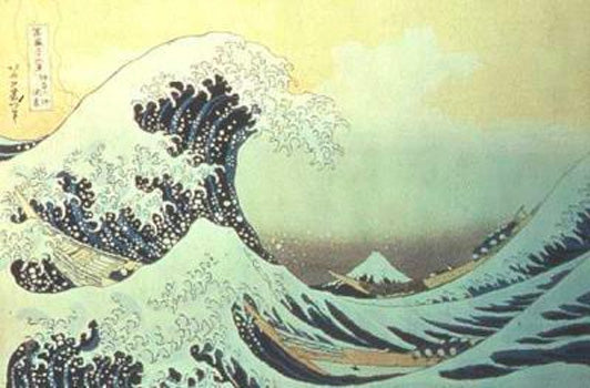Hokusai  wave woodblock print japan