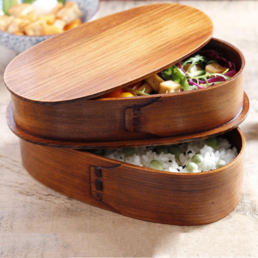 Double Layer Japanese Wooden Bento box | Japanese Temple