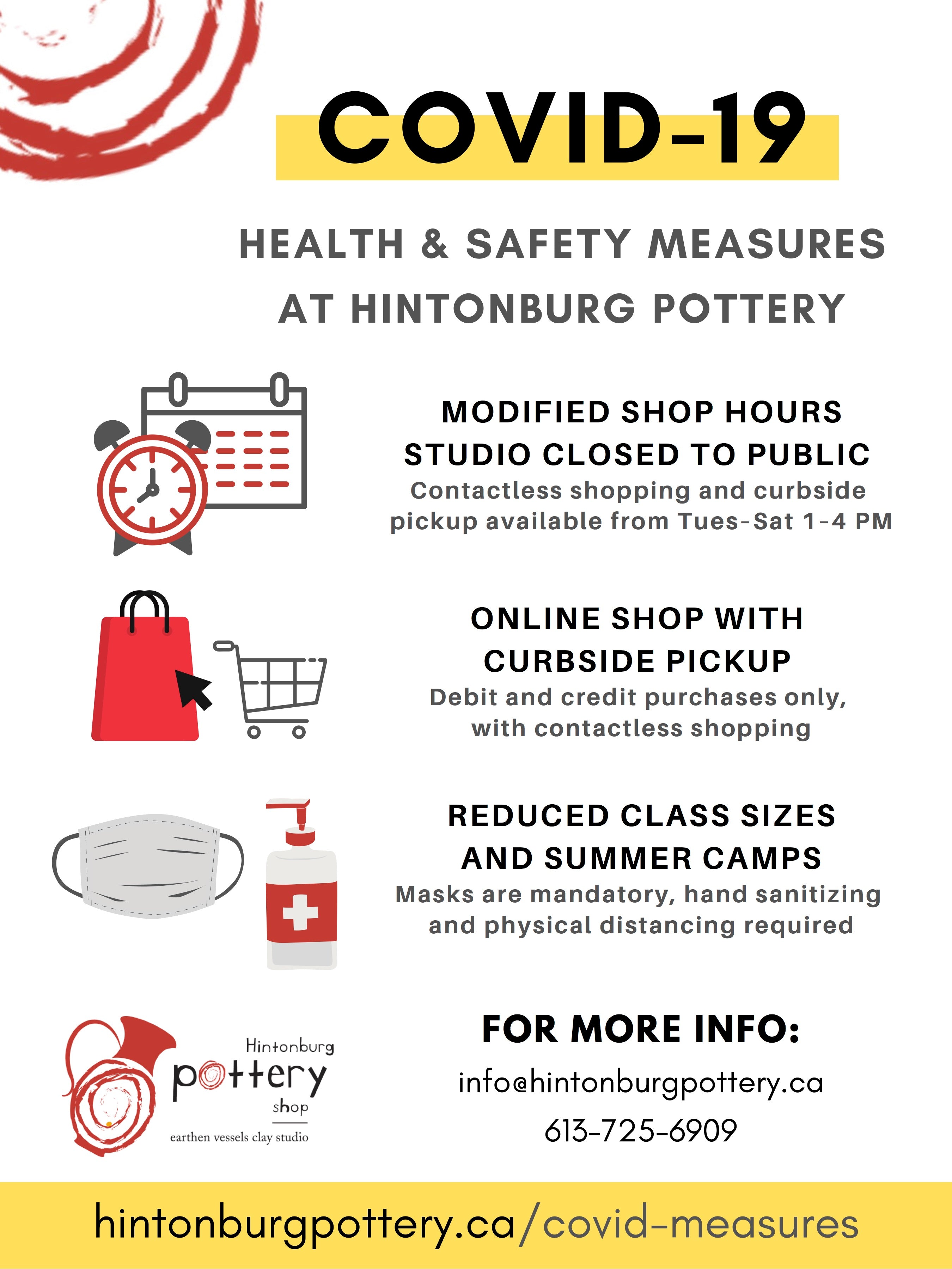 Hintonburg Pottery COVID-19 Measures