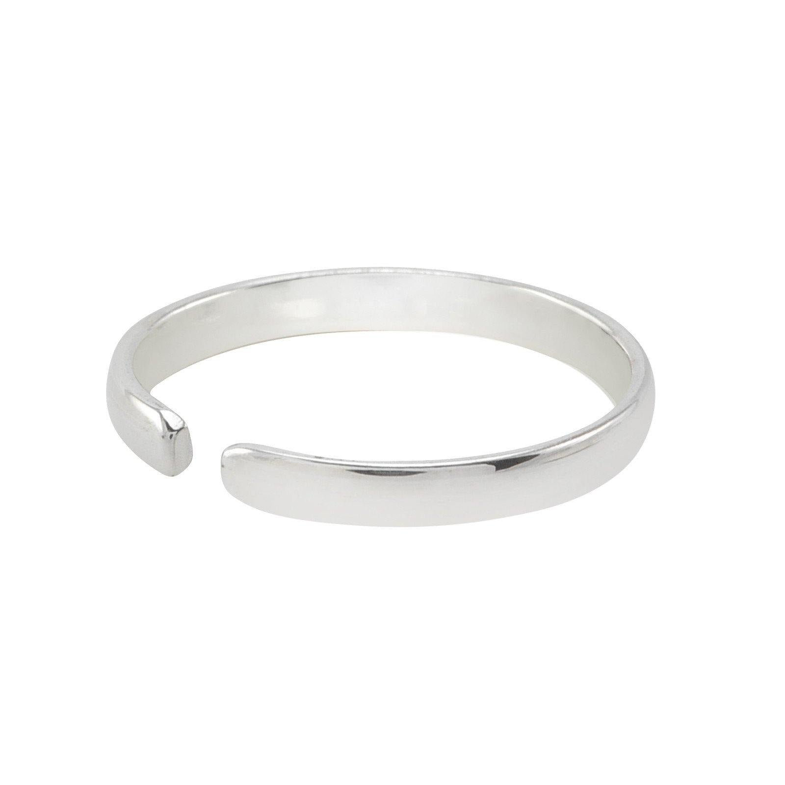 Sterling Silver Toe Ring Plain 3mm Band Adjustable