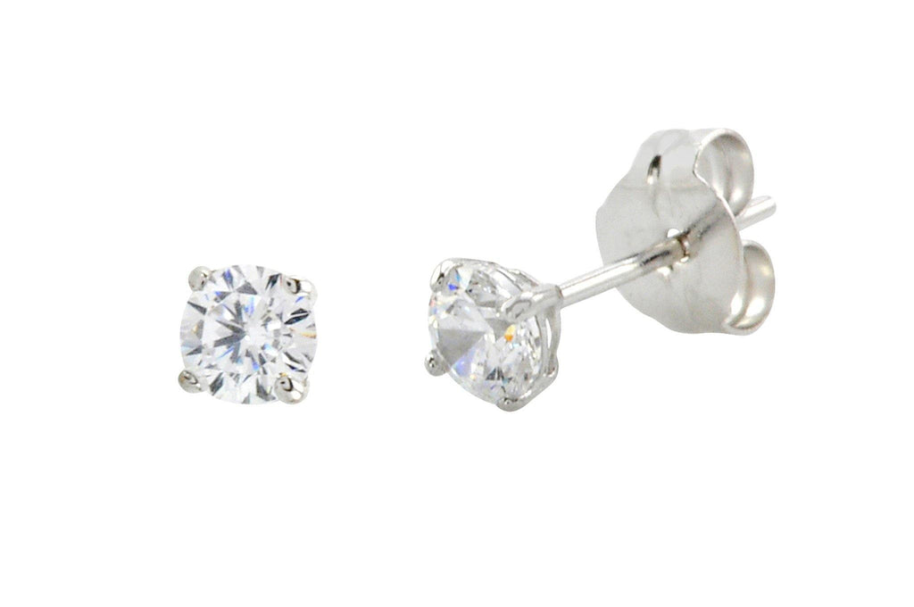 10k White Gold Round White CZ Stud Earrings | Jewelryland.com