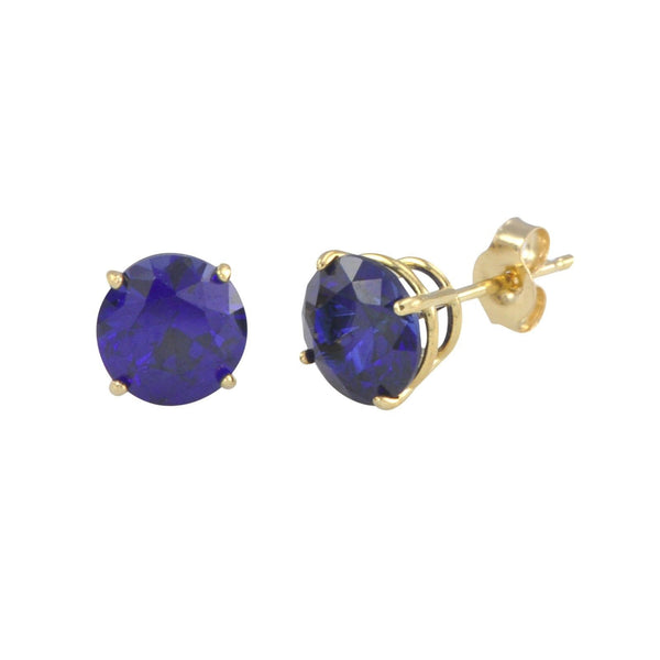 Sapphire Gemstone Stud Earrings 14k Yellow Gold Studs | Jewelryland.com