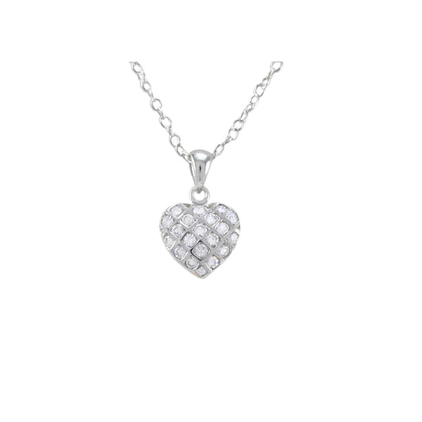 Sterling Silver Heart Necklace Mini Pendant Clear CZ Cubic Zirconia Pa ...