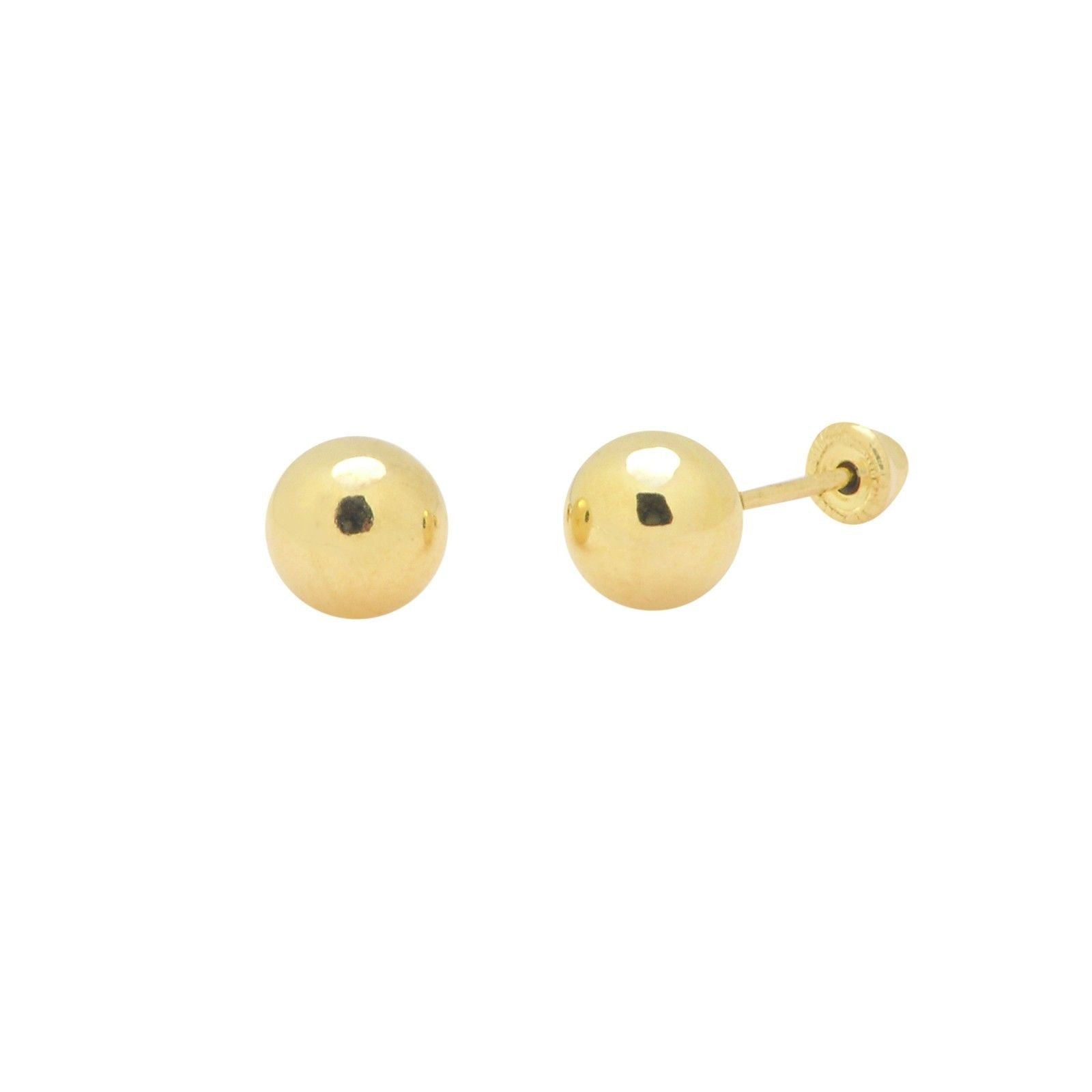 10k Yellow Gold Round Ball Stud Earrings Screwbacks | Jewelryland.com