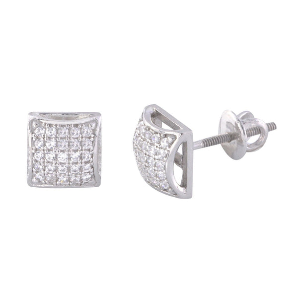 Screwback Earrings Sterling Silver Dome Shaped CZ Studs | Jewelryland.com