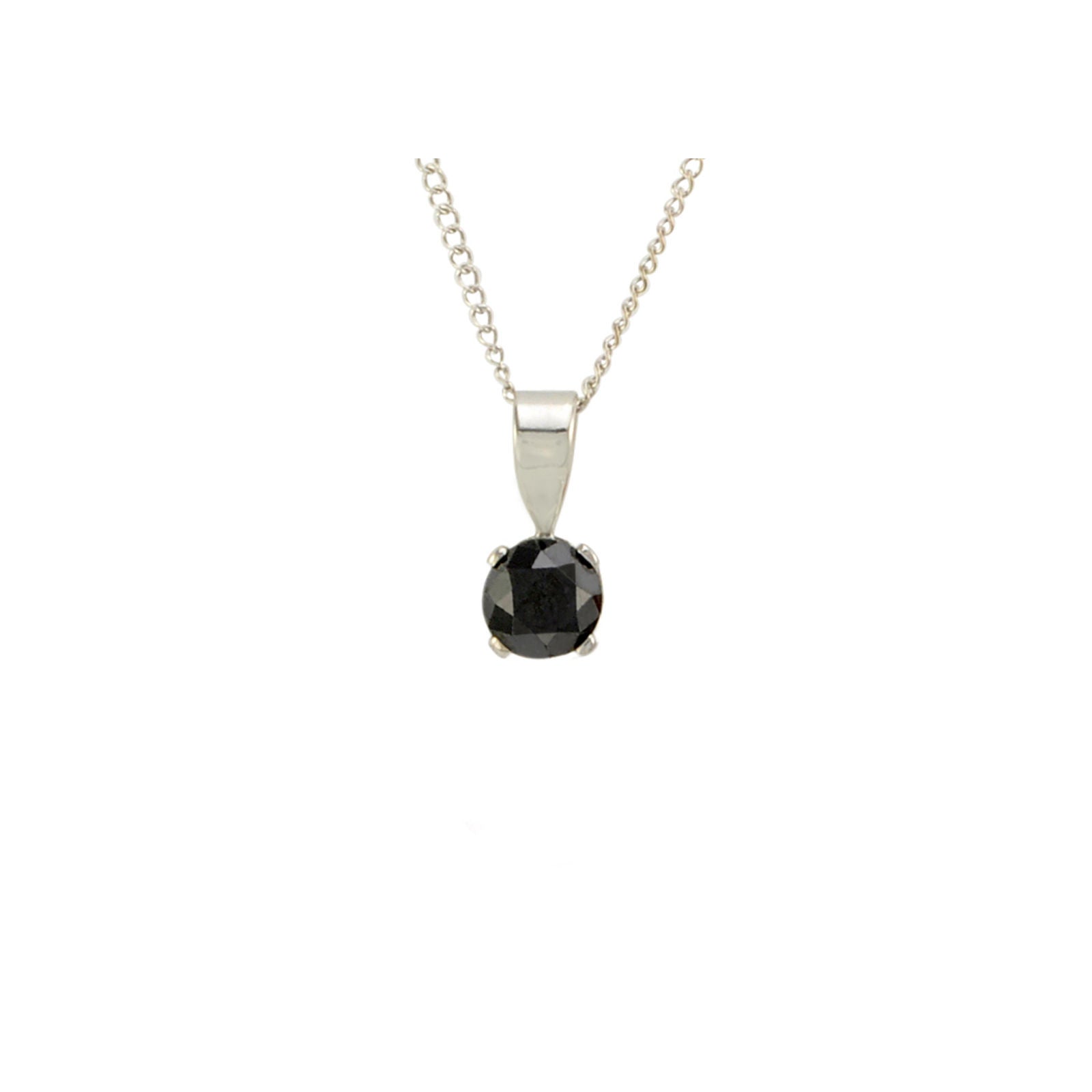 Black Diamond Pendant Necklace Sterling Silver, 18" (1.09 cttw, I-J, I2-I3)