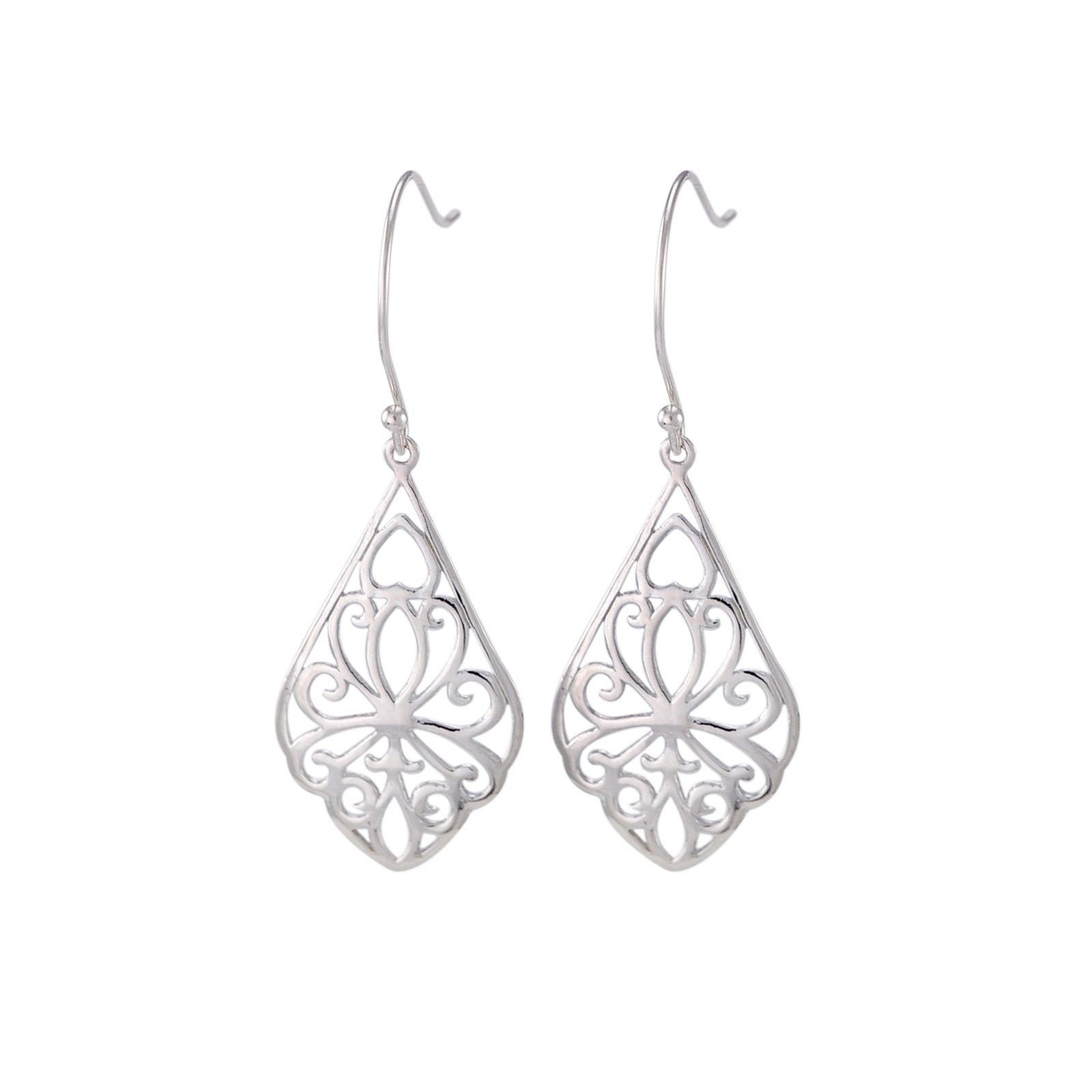 925 Sterling Silver Dangle Earrings Fancy Ornate Design | Jewelryland.com