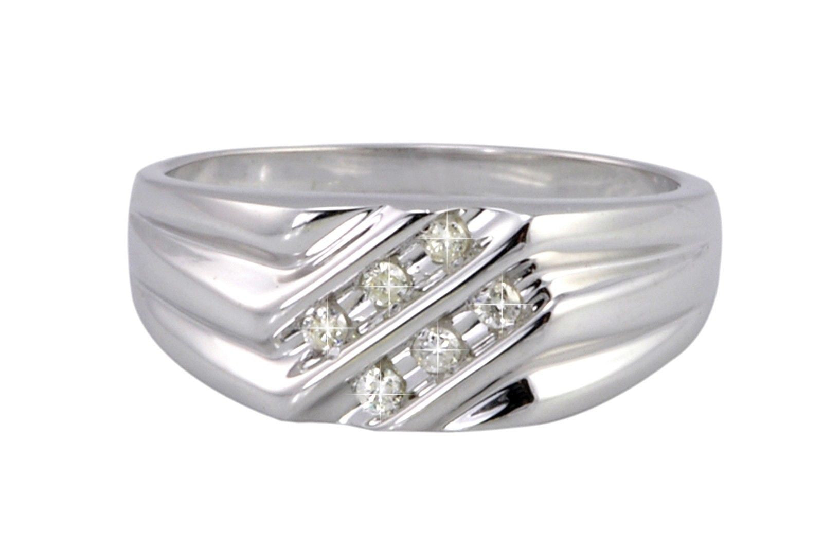 Sterling Silver Mens Polished Diamond Ring Sterling Silver Mens Polished Diamond Ring