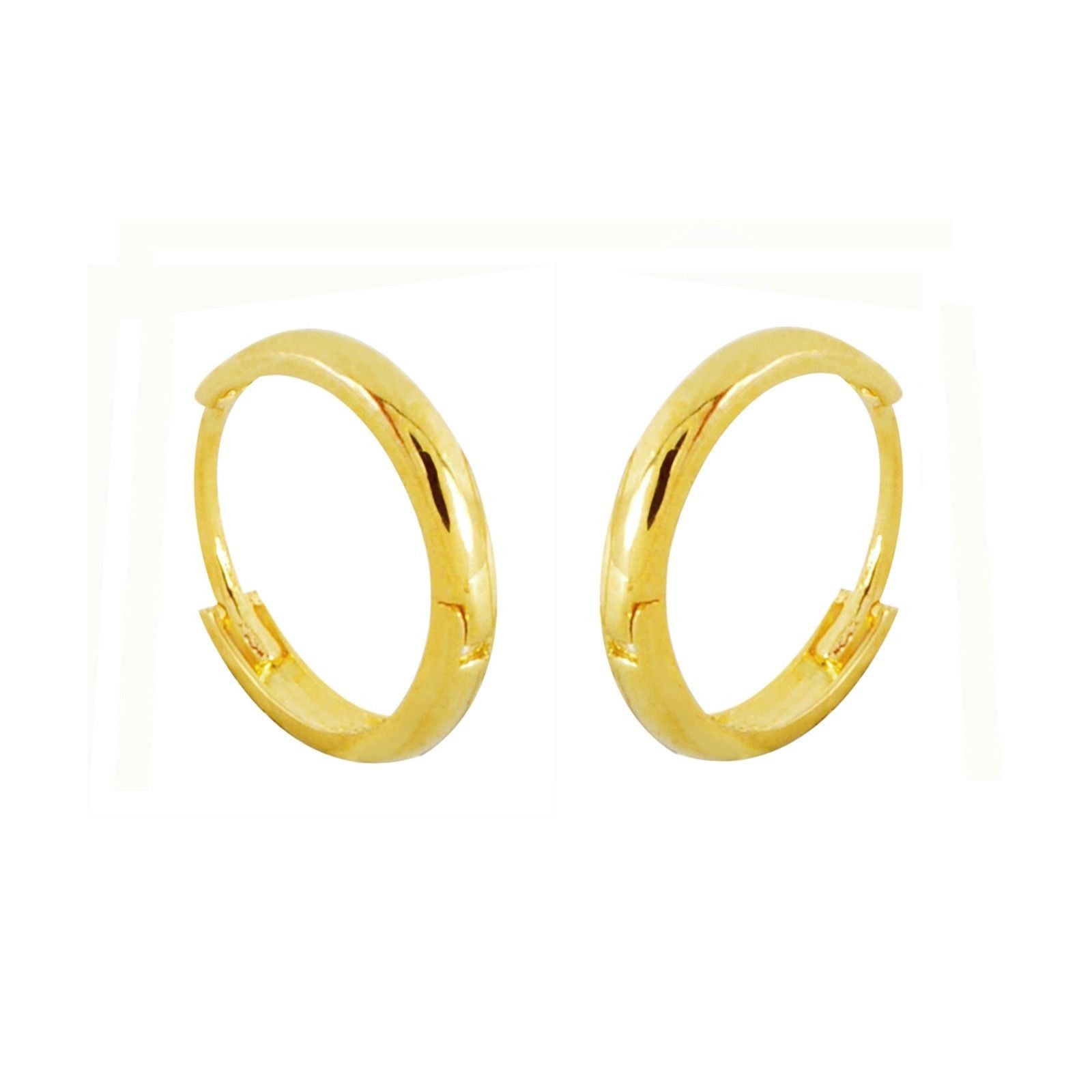 10k Yellow Gold Hoop Earrings 13mm Medium Hinged Hoops | Jewelryland.com