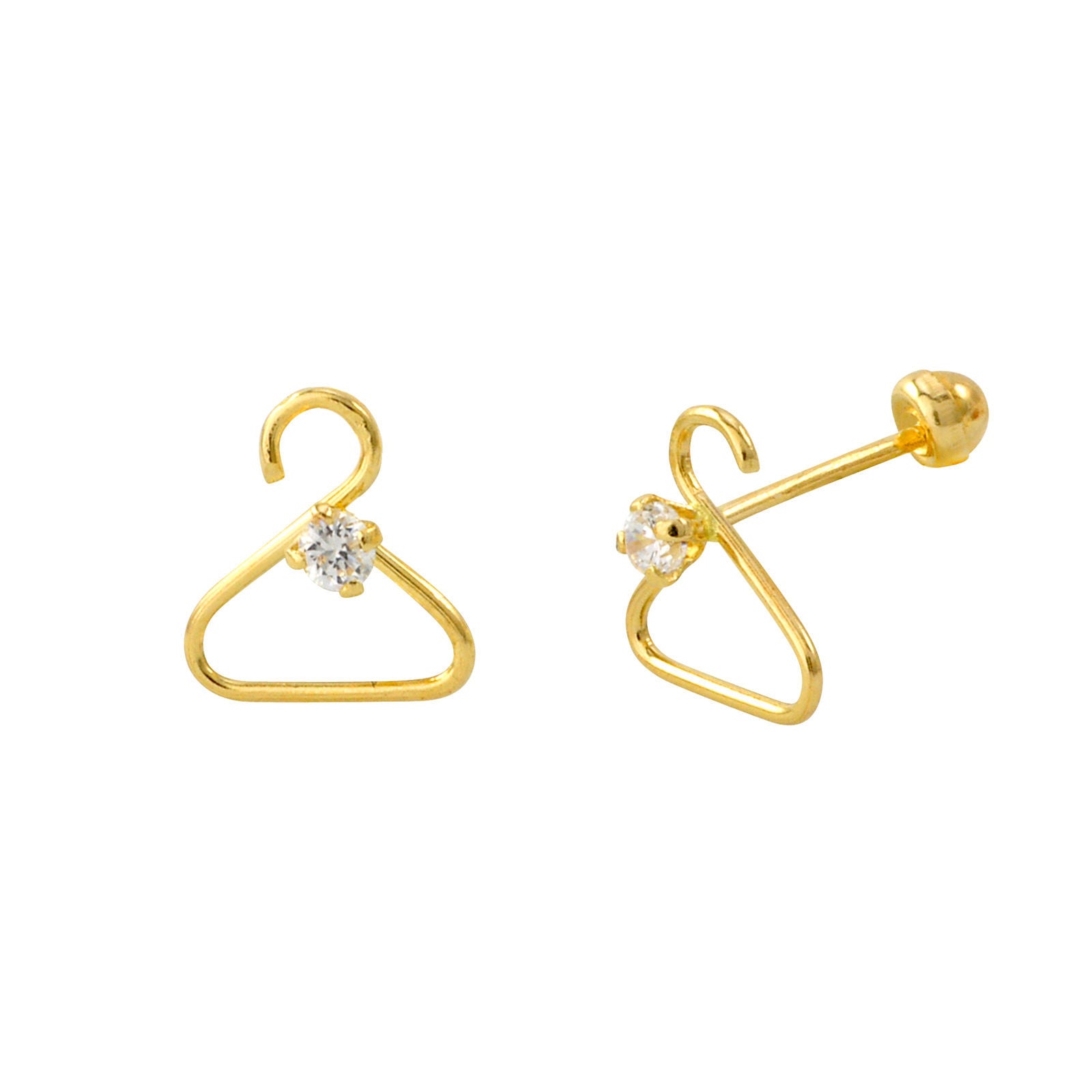 Coat Hanger Earrings 10k Yellow Gold with Screwbacks 8x8 | Jewelryland.com