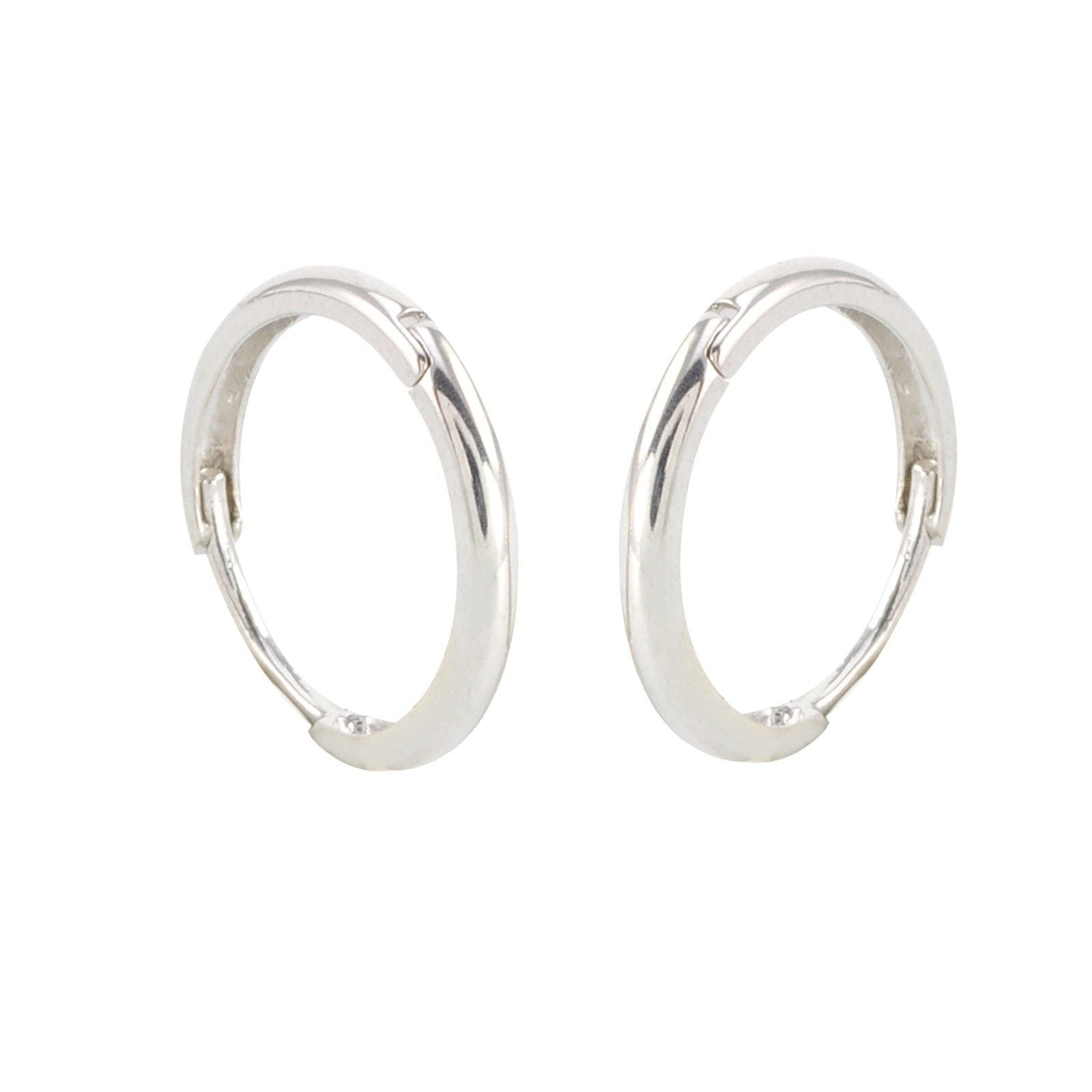 10k White Gold Hinged Hoop Earrings 15mm Medium-Large | Jewelryland.com