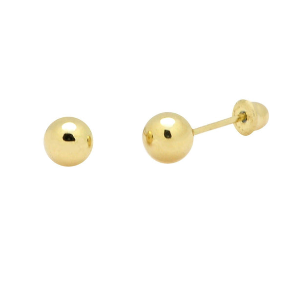 14k Yellow Gold Ball Studs Earrings Screw Backs | Jewelryland.com
