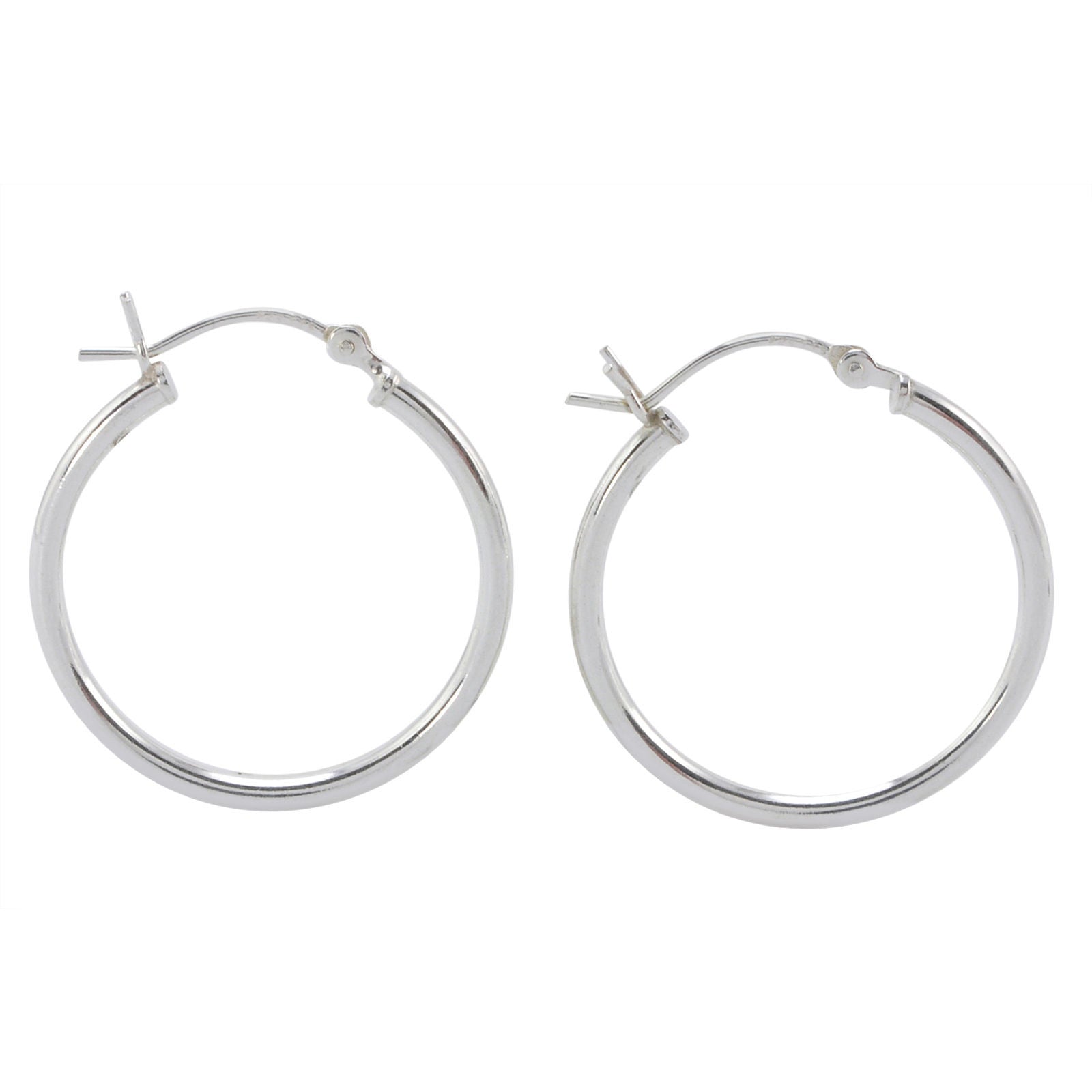 Sterling Silver 25mm Hoop Earrings Latch Closure | Jewelryland.com