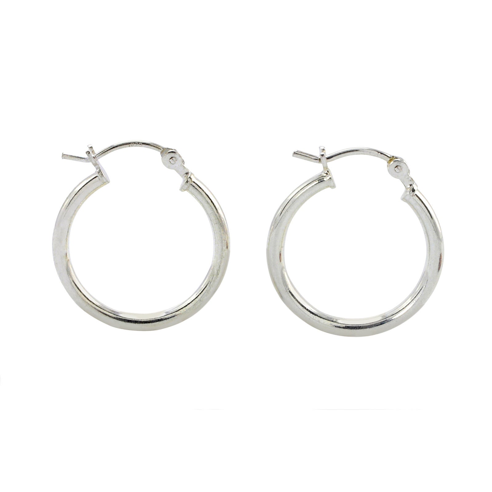 Sterling Silver 18 mm Hoop Earrings Latch Closure | Jewelryland.com