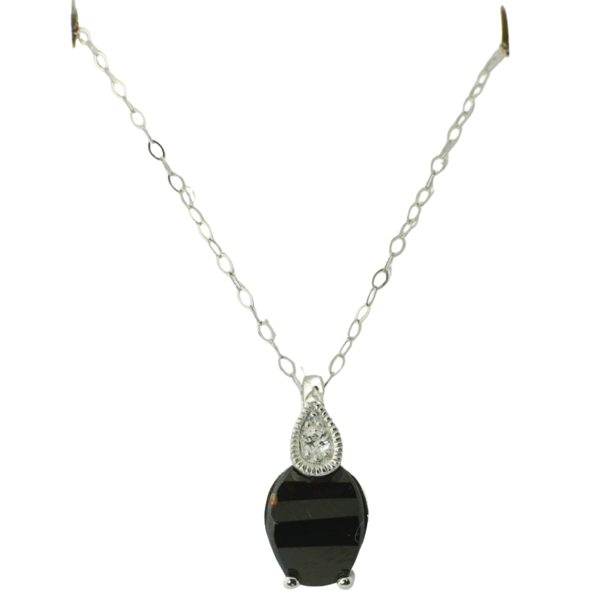 925 Sterling Silver Garnet and White Topaz Gemstone Pendant Necklace, 18" chain