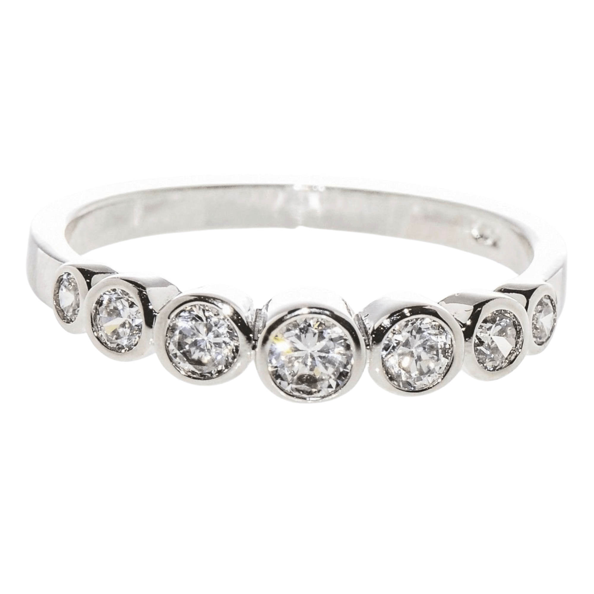 Sterling Silver Cubic Zirconia Ring with Rhodium CZ Circles