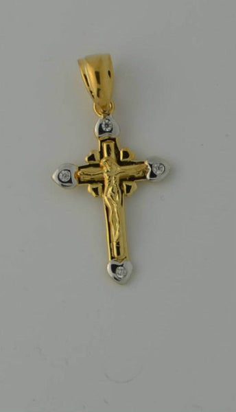 925 Sterling Silver Jesus Crucifix Two Tone Pendant with CZ 40mm x 21m ...