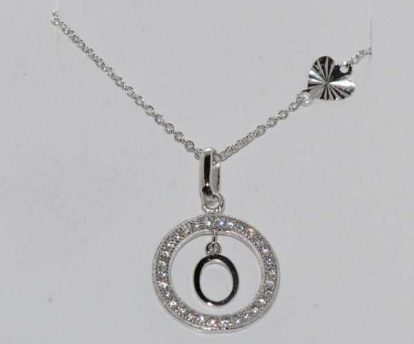 Sterling Silver Floating Letter O CZ Circle Initial 17
