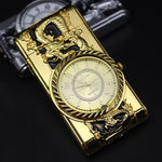 Luxurious Gold Watch Jet Lighter Torch Turbo Gas Lighter Windproof Cigar Cigarette Metal Lighters Led Inflated Gasoline Butane